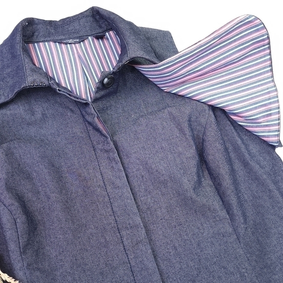 LIZ Claiborne Blue Denim Lined Button Down Dress Sz 16 - Picture 10 of 13